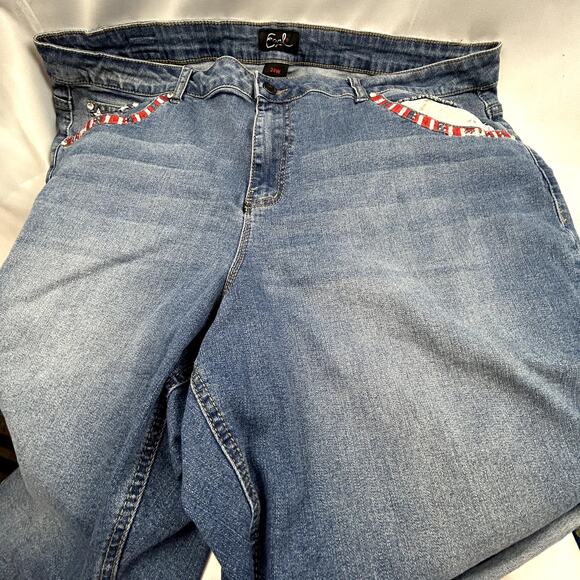 Earl Jeans Shorts size 24W Blue Denim USA RWB design Flag embroidery - Picture 7 of 12